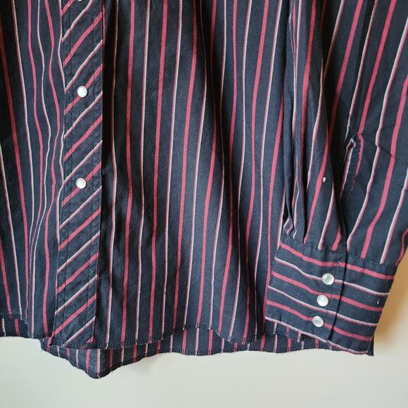 Vintage Wrangler Long Sleeve Shirt Mens Size 2X Button Up Pearl Snap Black Red - Picture 5 of 8